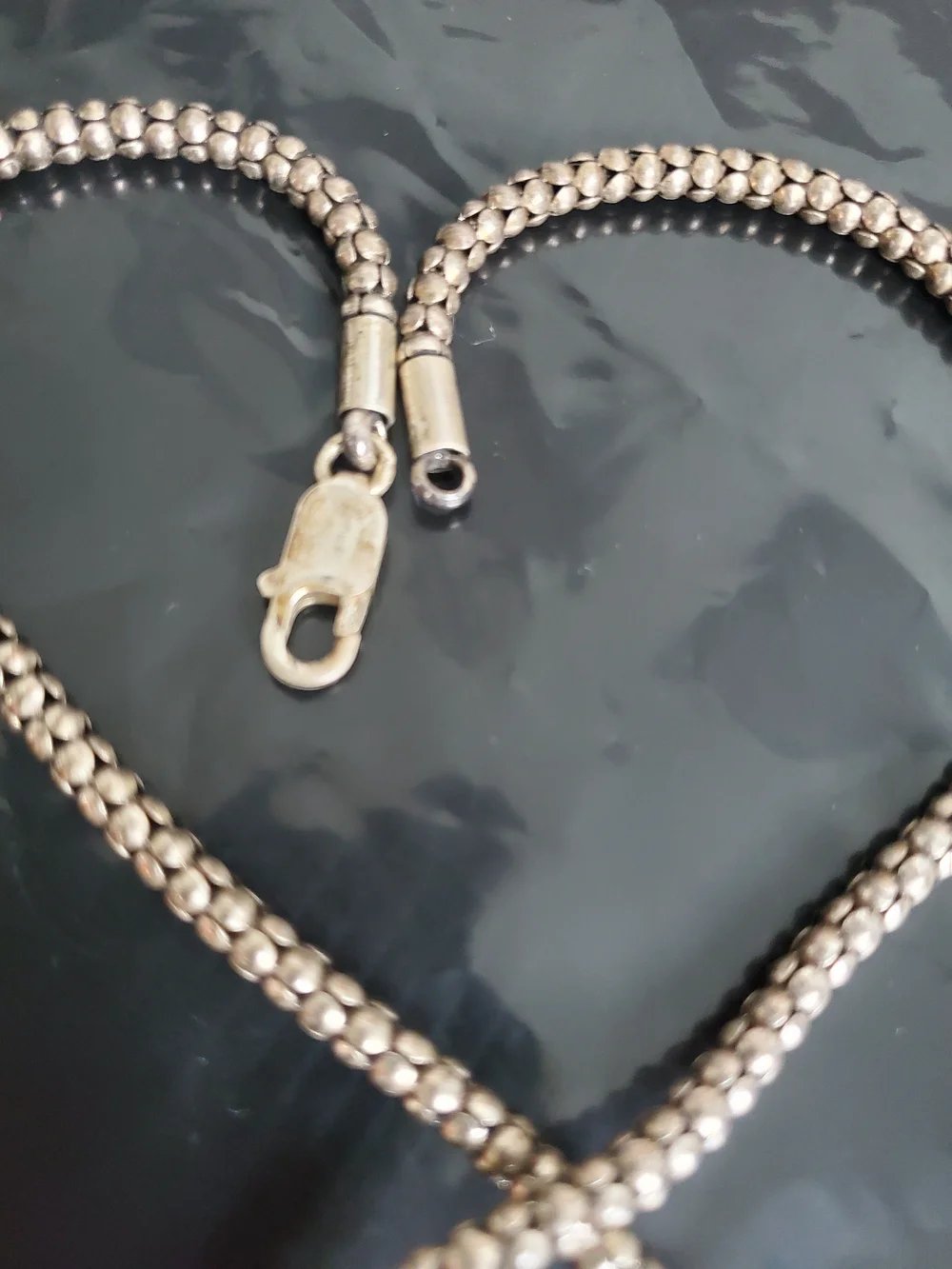 Vintage 925 'Live Laugh Love' Black Onyx Pendant Necklace 17